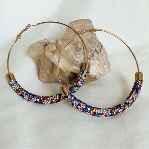 Multicolor Beaded Hoop Earrings